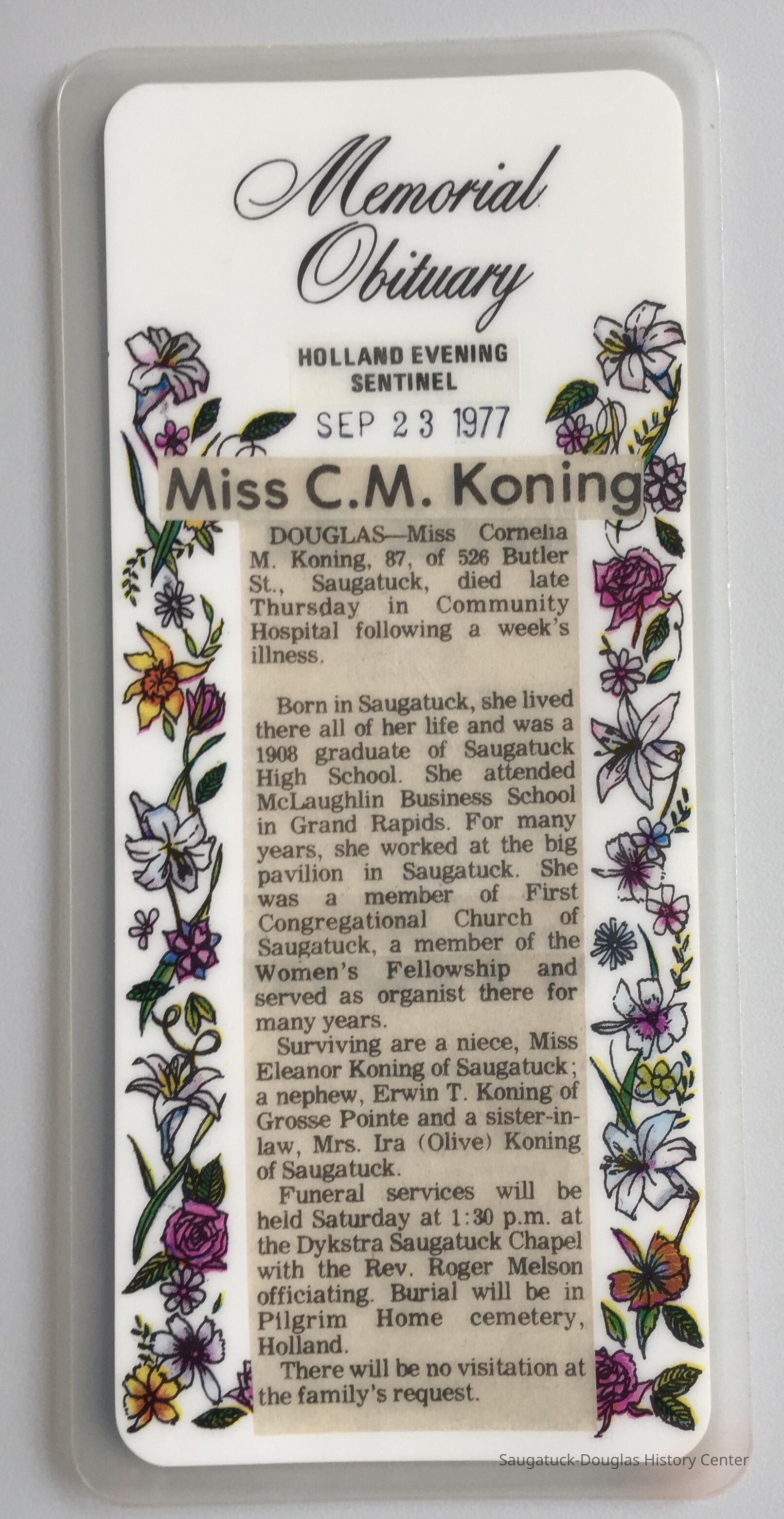          Cornelia M. Koning obituary card picture number 1
   