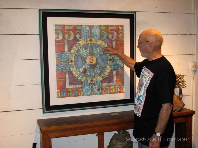          Clyde Ball and his artwork, 2009
   