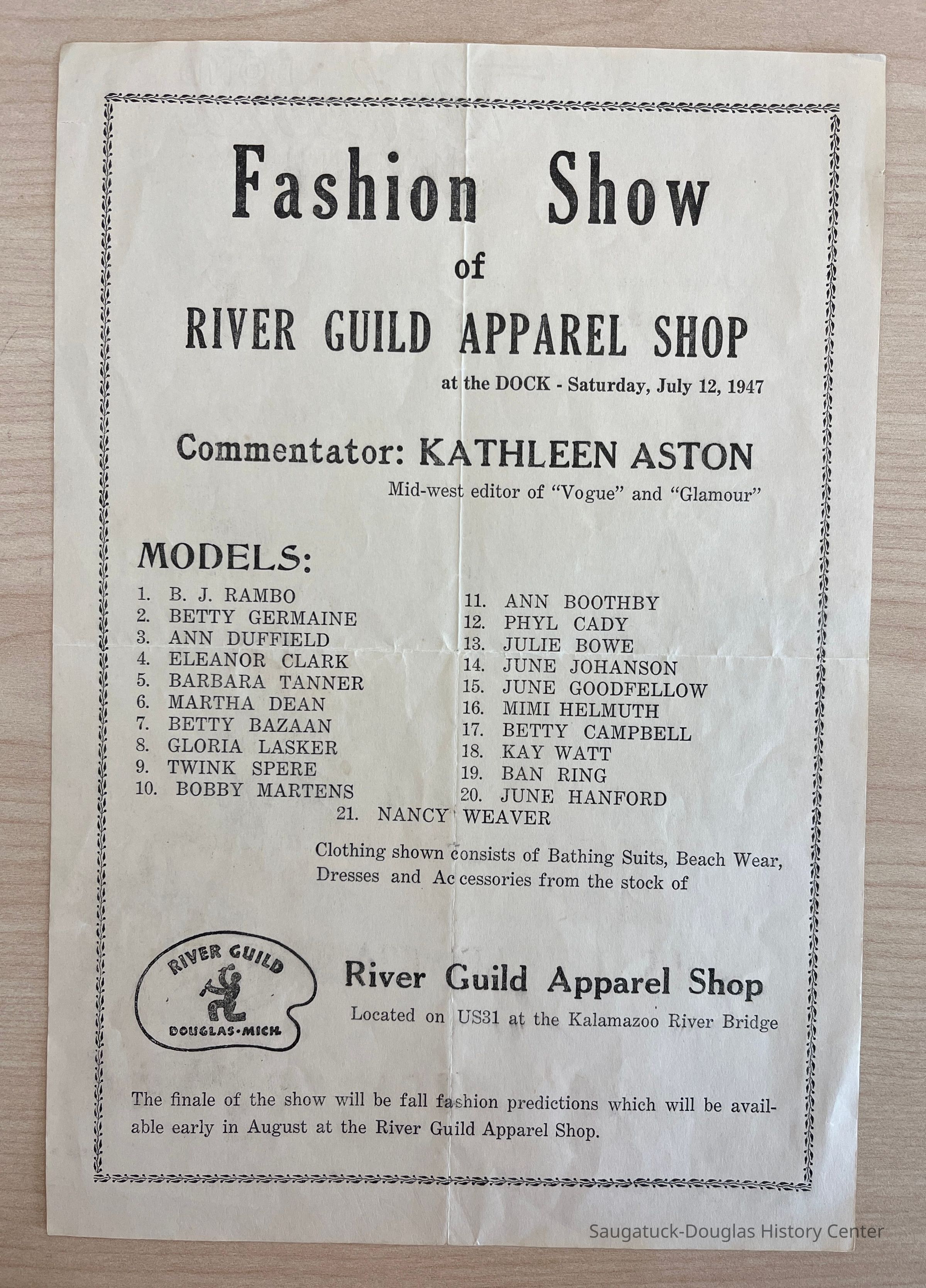 Dock Fashion Show Program 1947 picture number 1