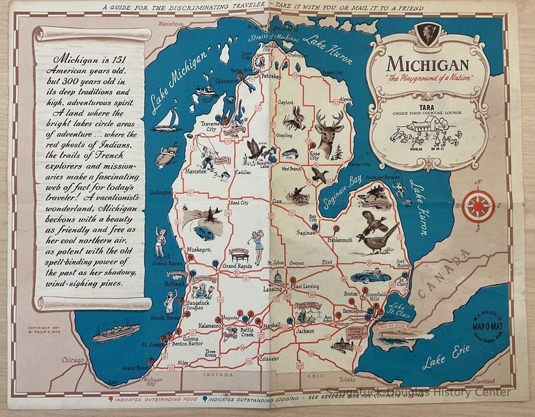          Michigan Map of eating establishments and hotels picture number 1
   