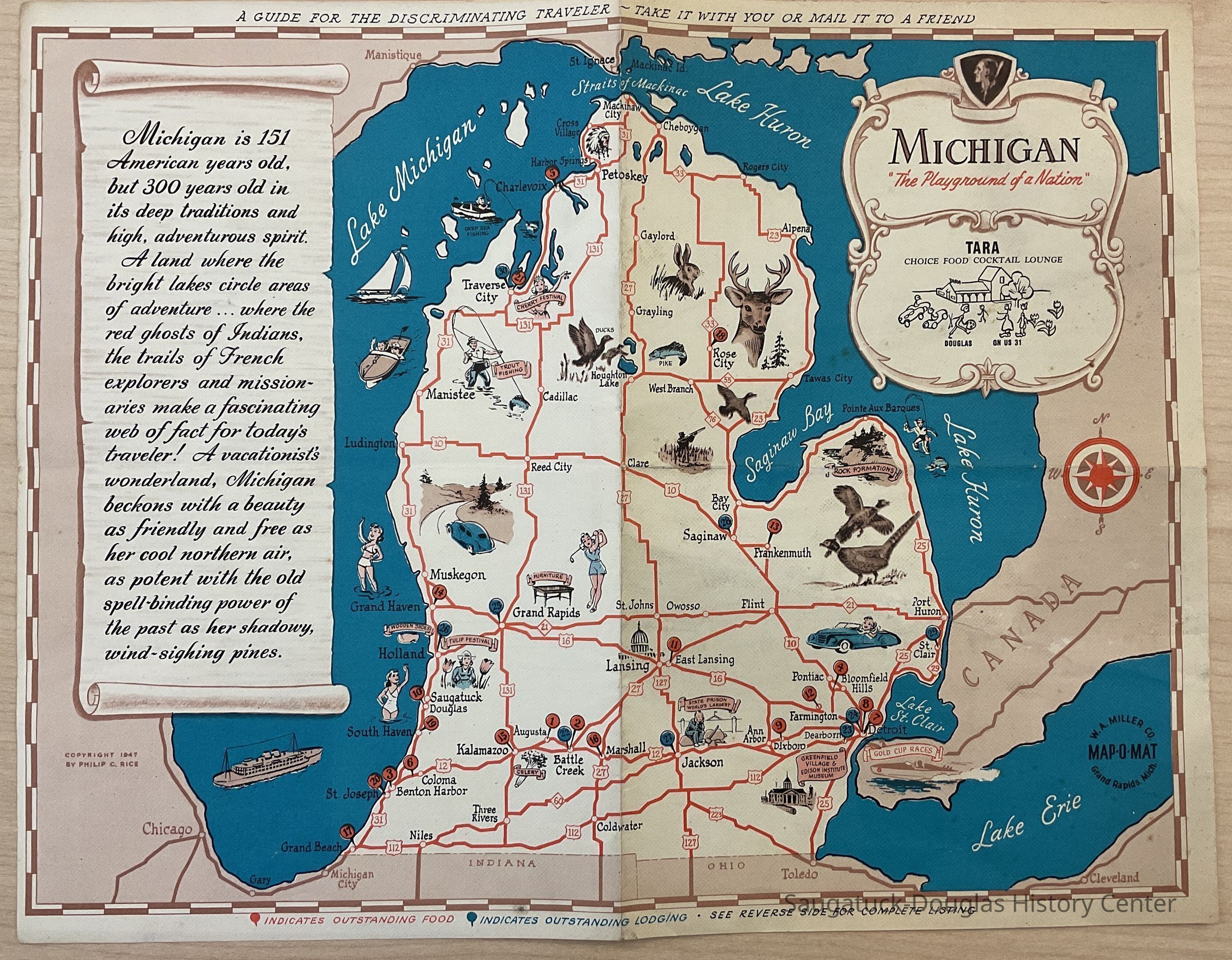 Michigan Map of eating establishments and hotels picture number 1