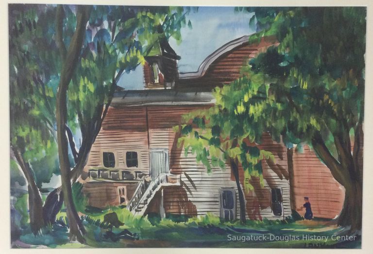          Watercolor painting of the big pavilion
   
