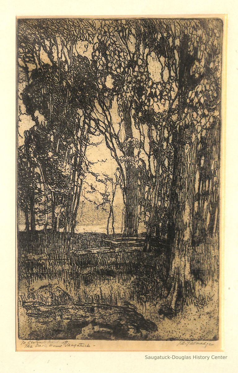          Print of a wooded scene in Saugatuck
   