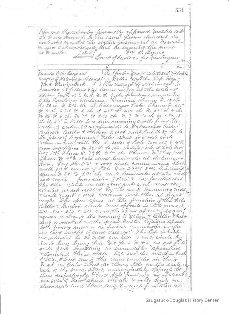 1892 Survey Minutes of the Village of Kalamazoo and Abstractor's Drawing - Image 2
