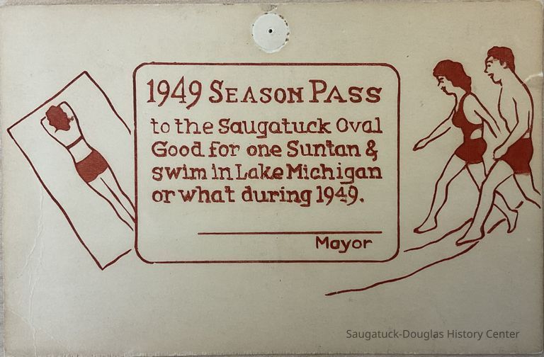          Season Pass to the Saugatuck Oval Postcard 1949 picture number 1
   