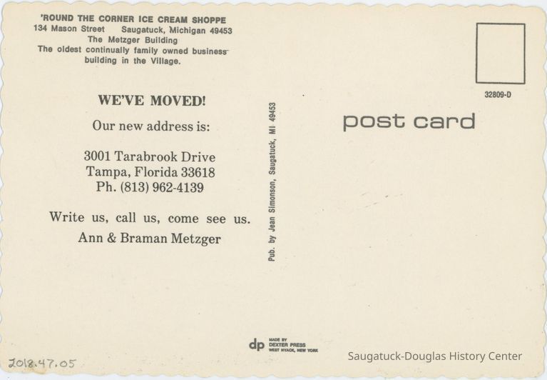 'Round the Corner Ice Cream Shoppe Postcard - Image 2