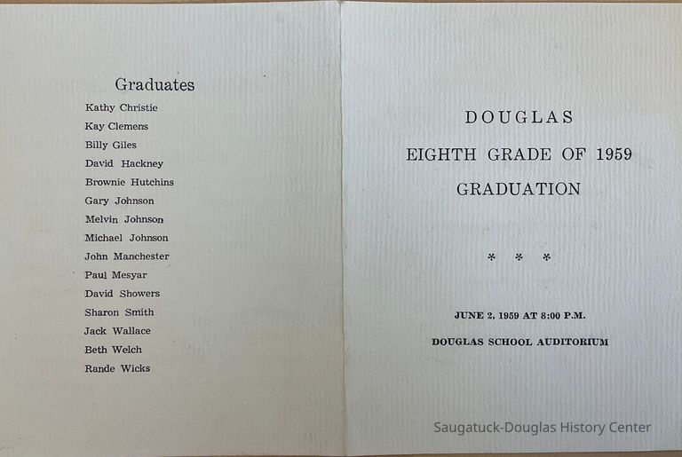          Douglas 8th grade of 1959 graduation program picture number 1
   