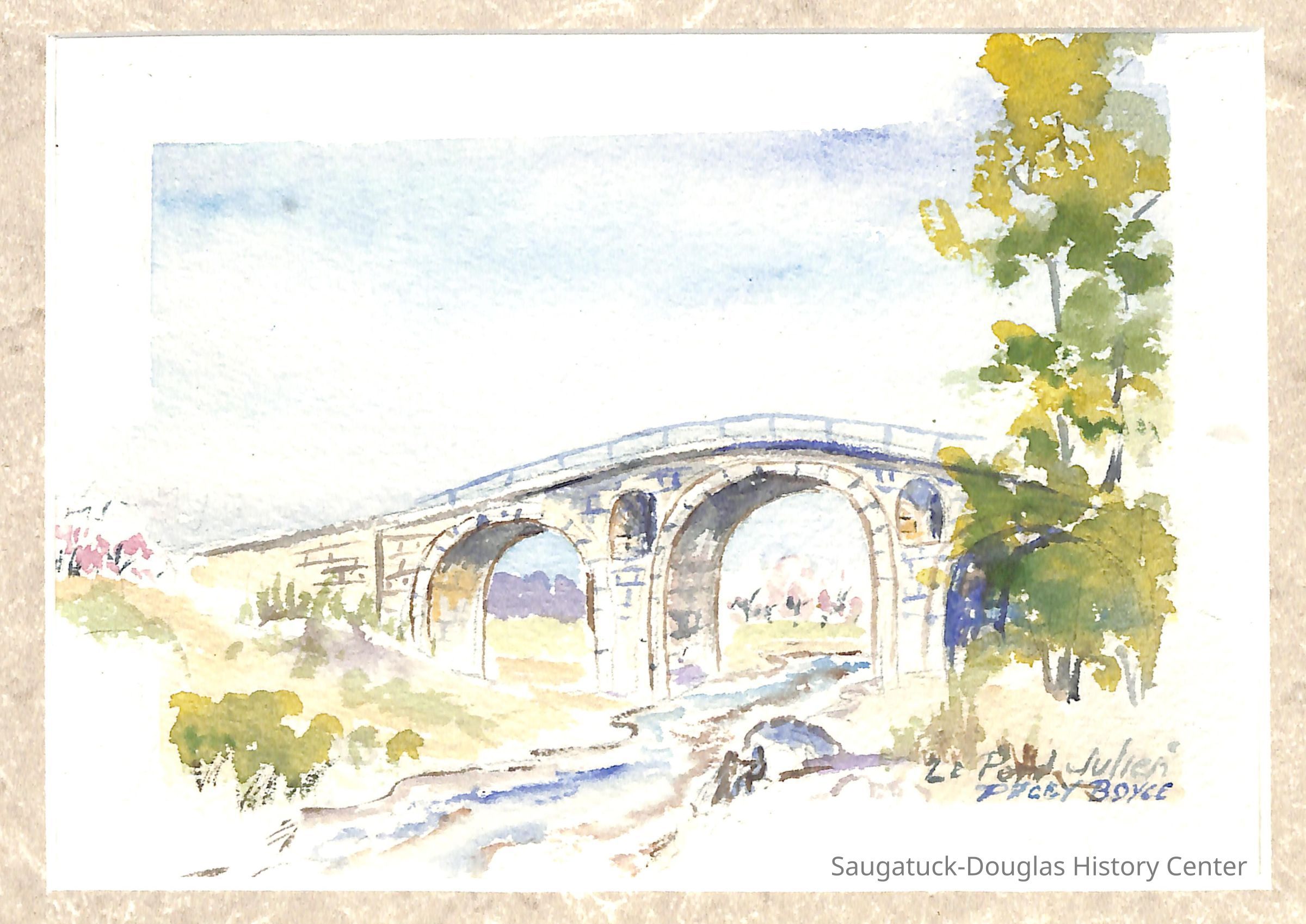         Watercolor painting of a bridge
   