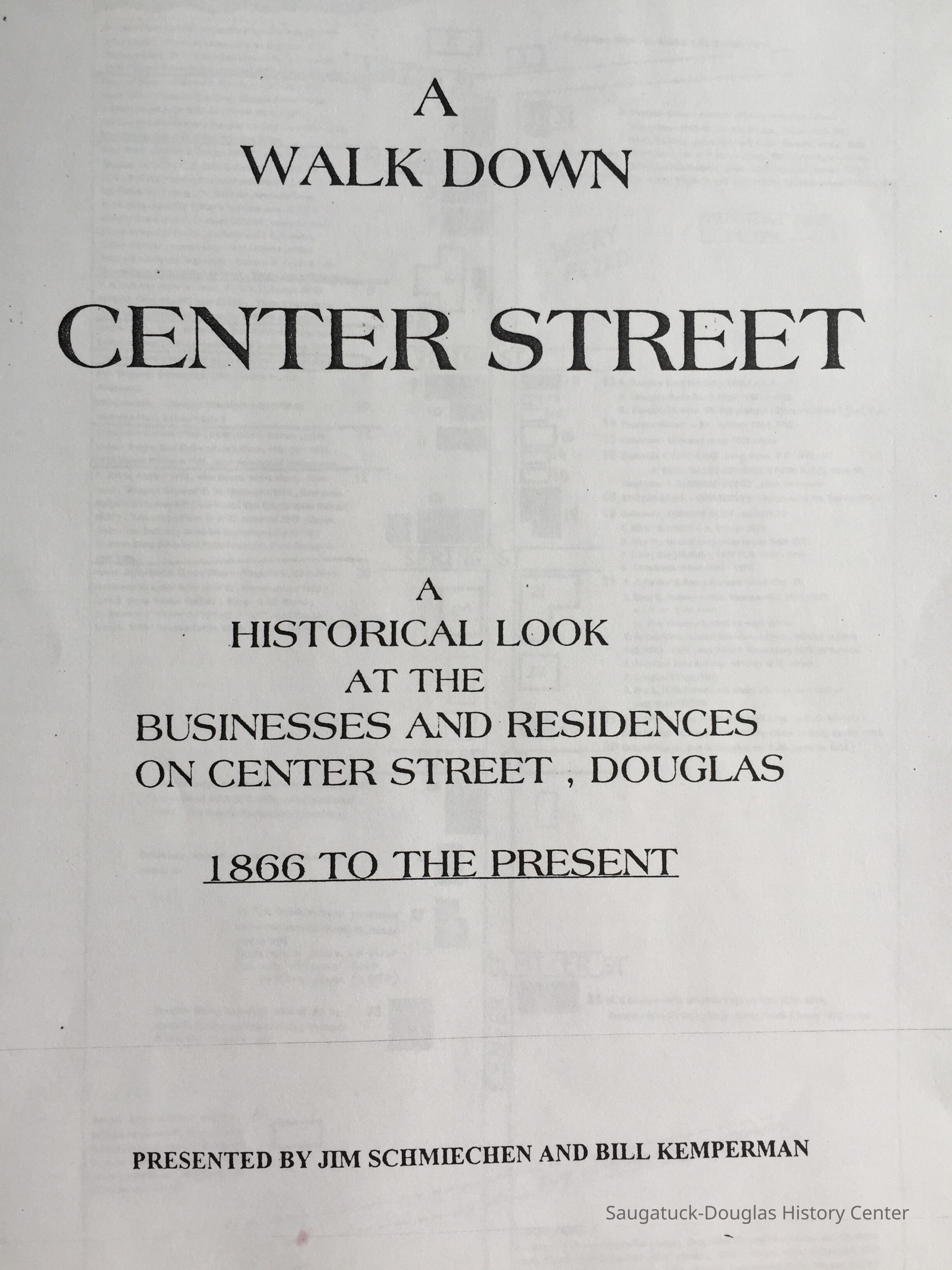          A Walk Down Center Street, 1997; Cover
   