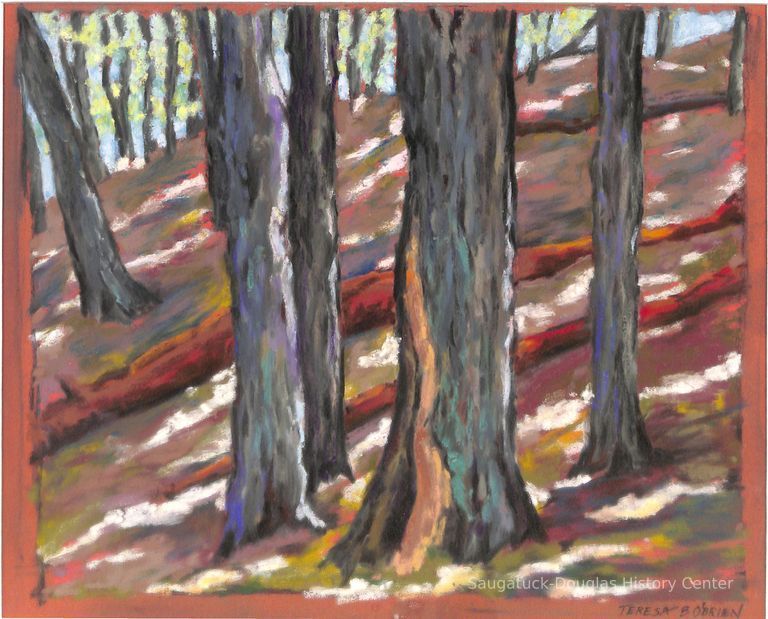          Drawing of a wooded scene
   