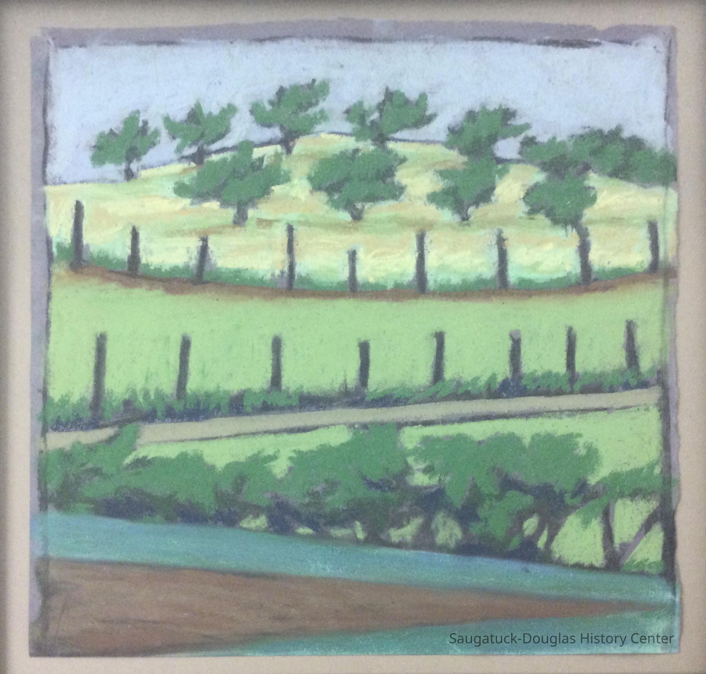          Pastel drawing of an orchard
   