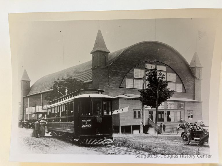          Interurban train car in front of the Big Pavilion picture number 1
   