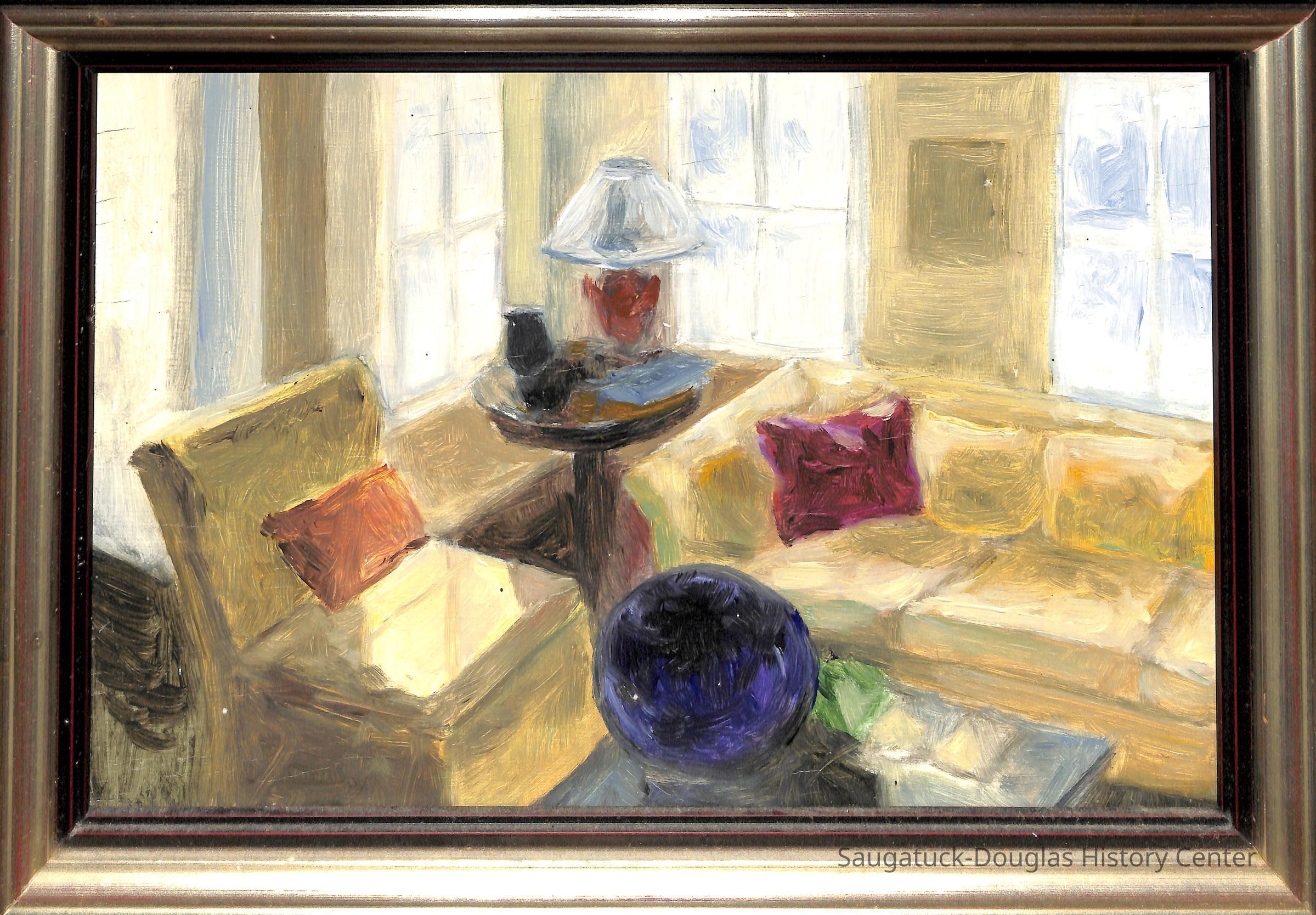 Oil painting of a living room