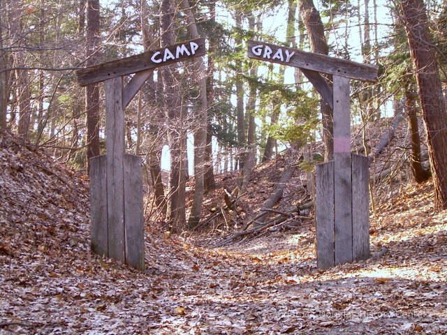          Camp Gray sign as it looked on site in April 2014
   