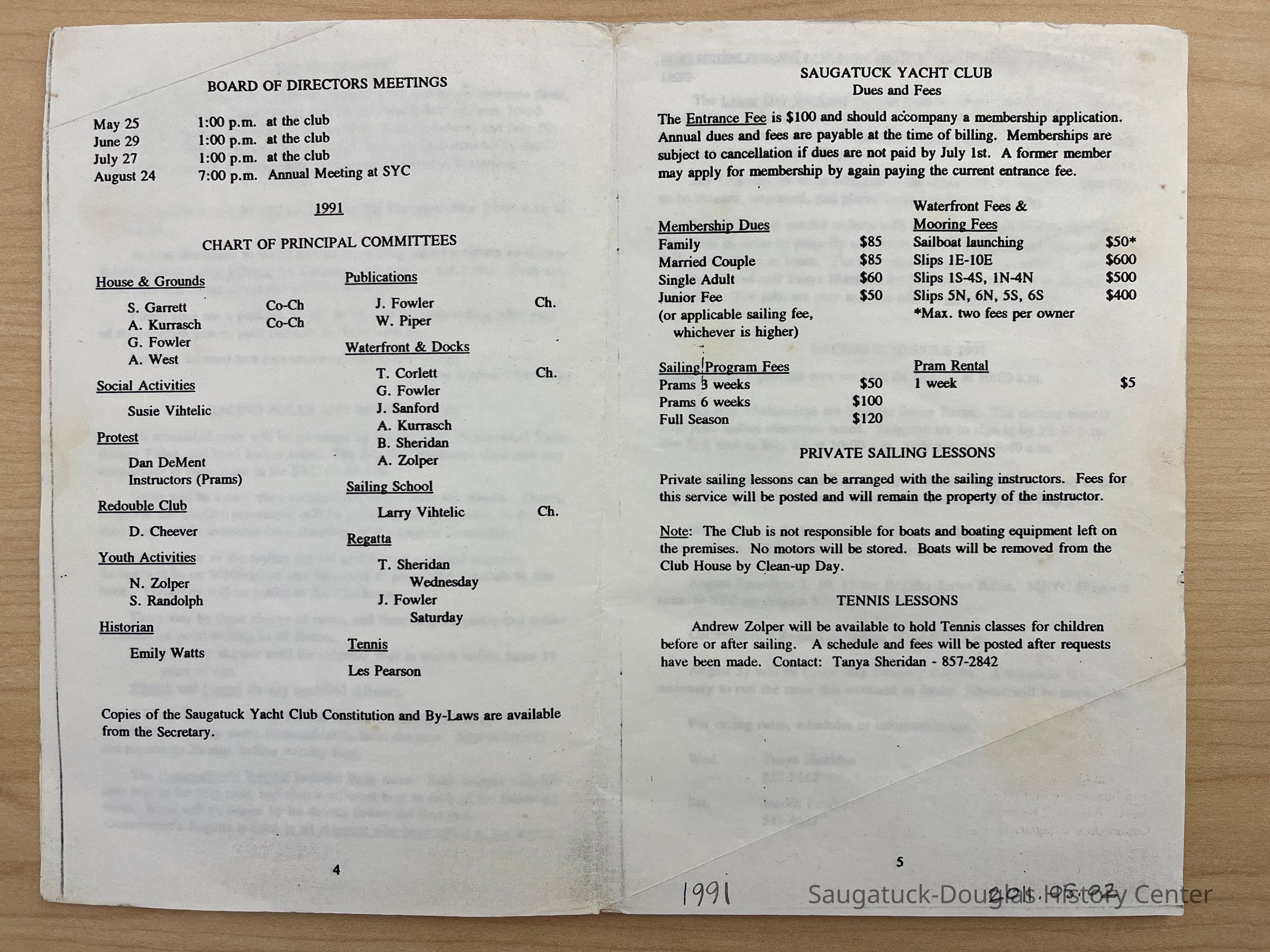          SYC Membership Booklet 1991 picture number 1
   