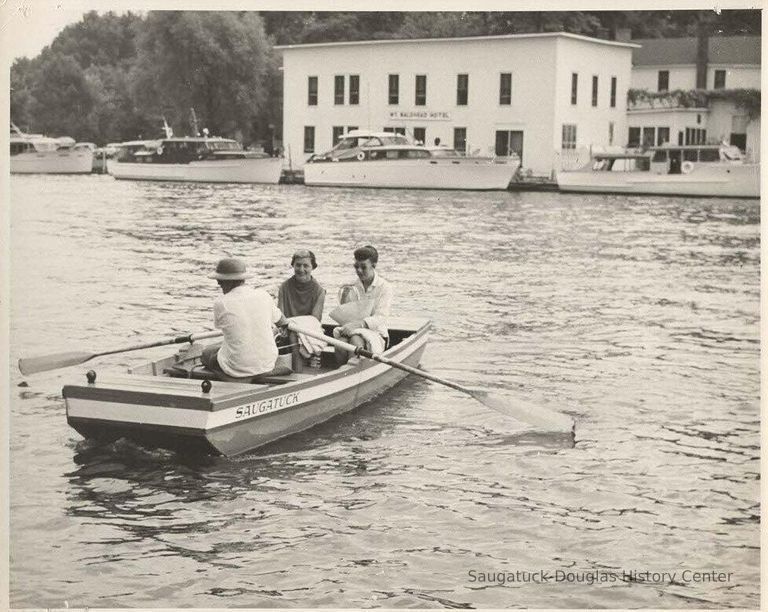          rowing across the Kalamazoo river
   