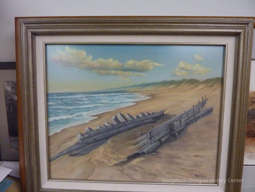Painting by Rose Marie of shipwreak; Origsize: 5.75