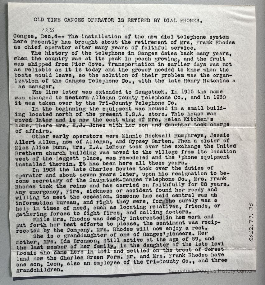 Ganges Telephone Operator Retired by Dial Phones picture number 1