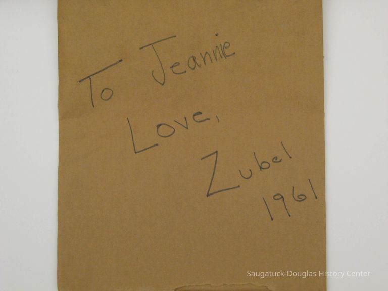 Original brown paper included with "Love, Jeannie (Jean Palmer) from Zubel"