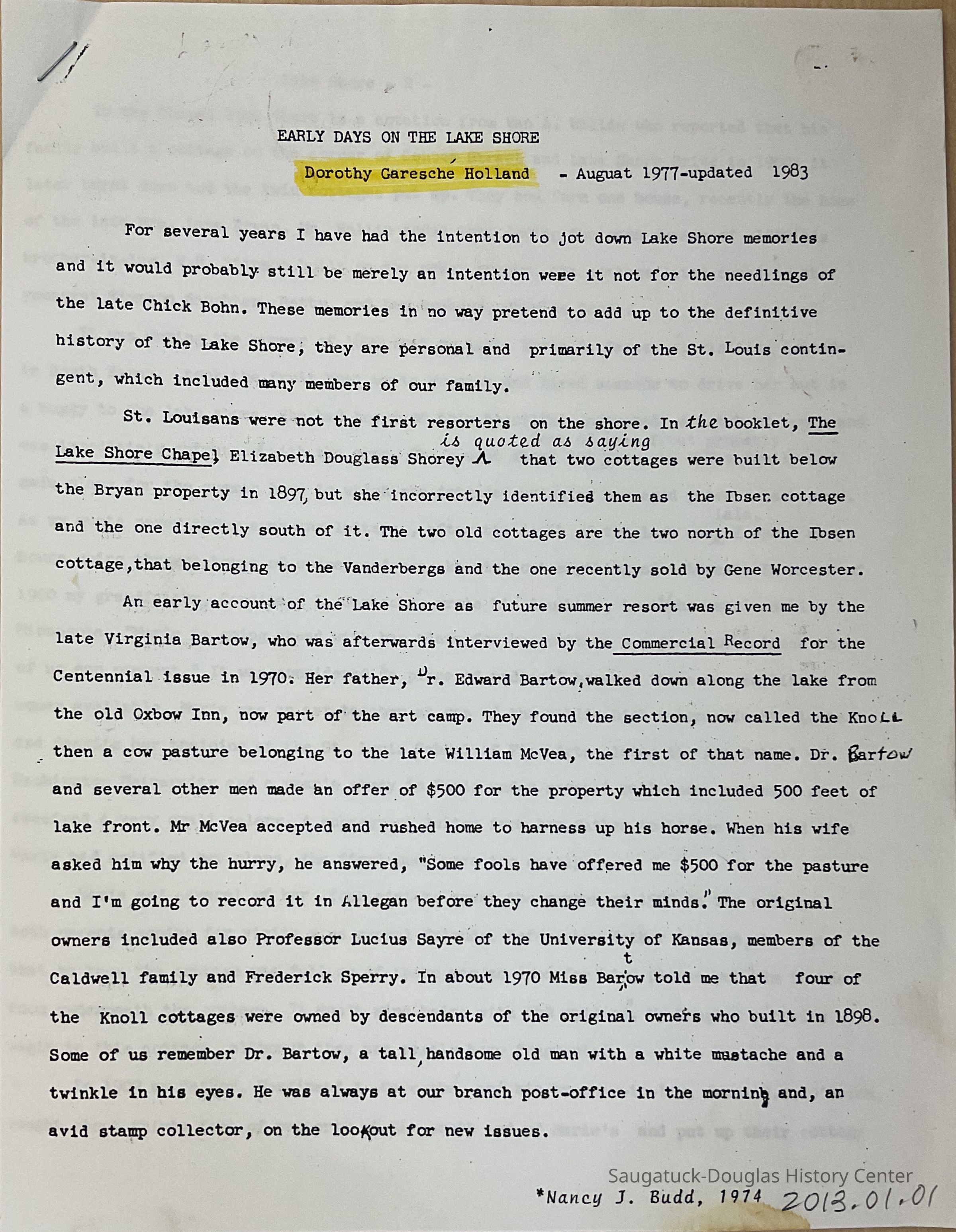 Early Days on the Lake Shore 2 w/ transcript picture number 1