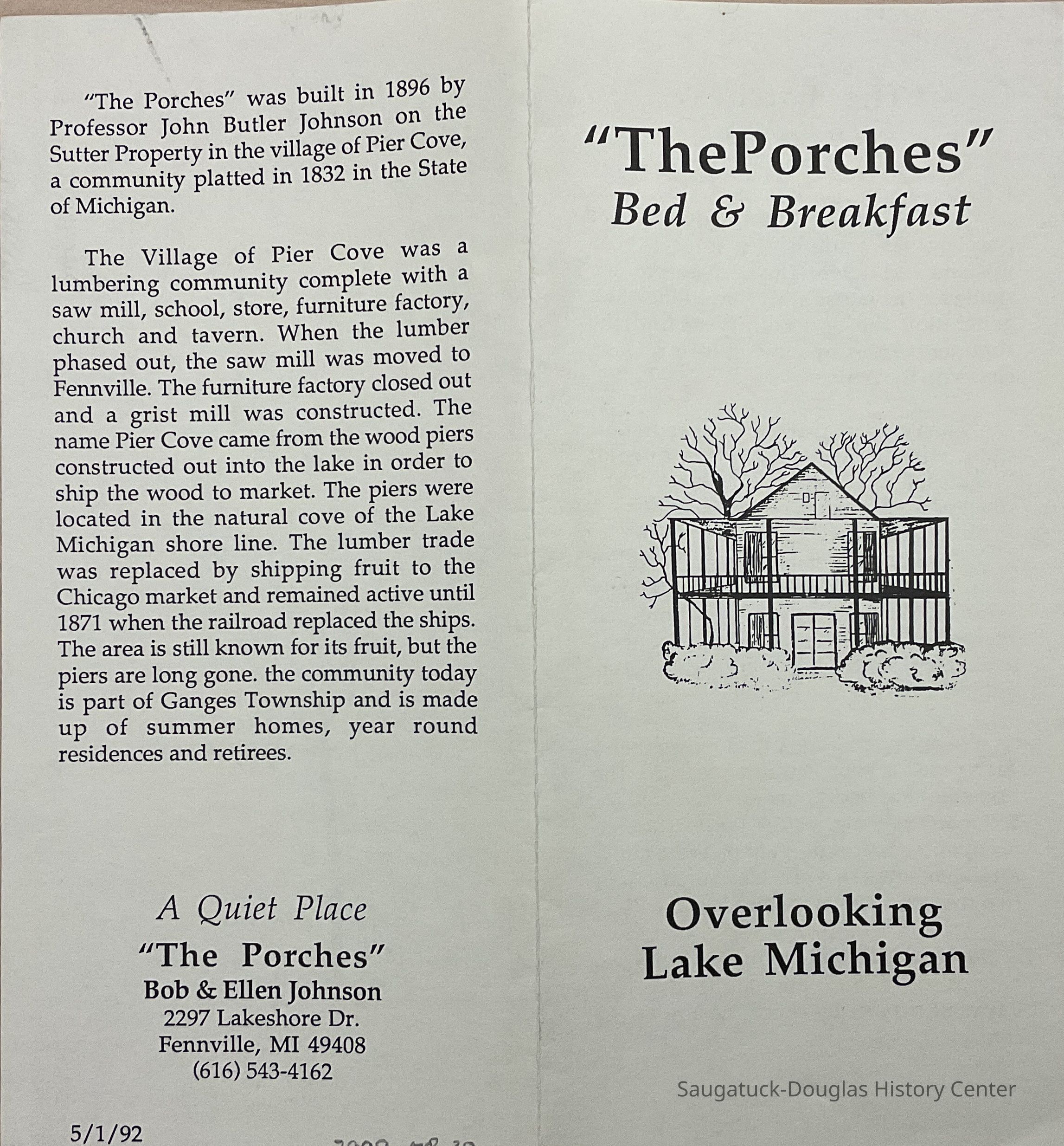 “The Porches” Bed & Breakfast, pages 1 & 4