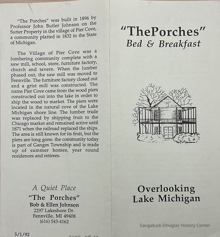          “The Porches” Bed & Breakfast, pages 1 & 4
   