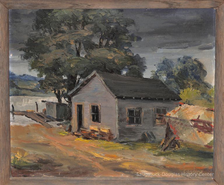          Oil painting of the fishing shanty
   