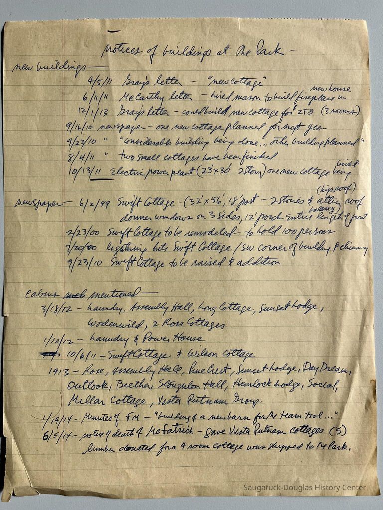 Camp Gray Building Notes