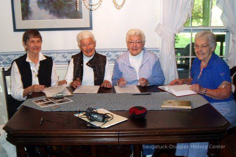          image015.jpg 48KB; from left: Pat Woods (1st cousin of the Eddys), Barbara Eddy Crandell, Joan Eddy Brigham, Joyce Eddy Plummer... taken in the Beech Hurst dining room.
   