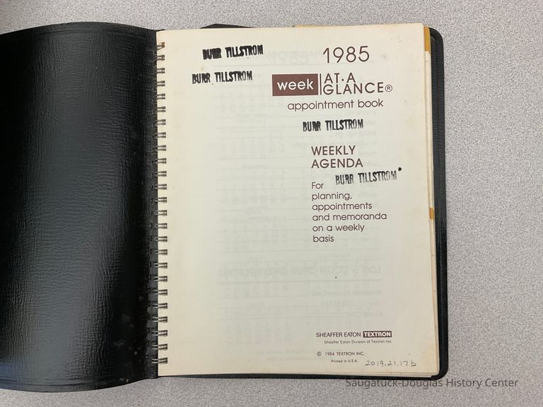 Burr Tillstrom 1985 “week at a glance” appointment book