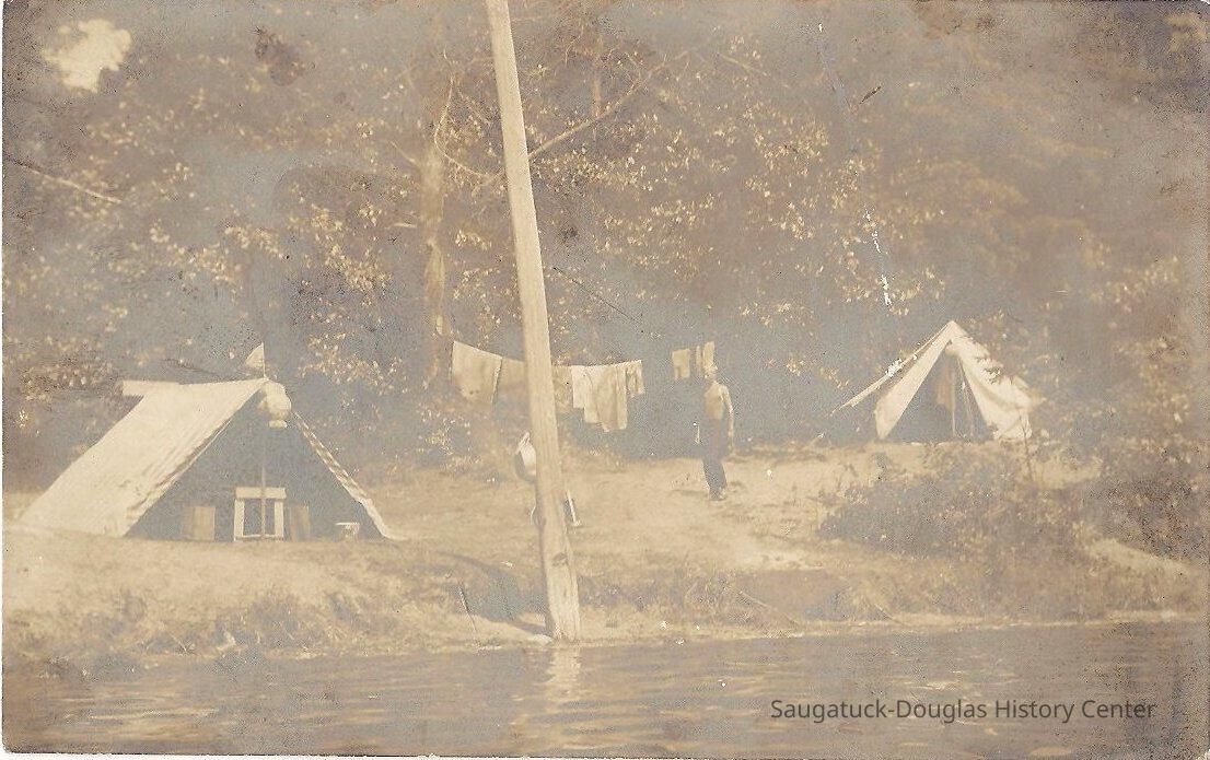 tents on the river; Origsize: 5.5x2.5