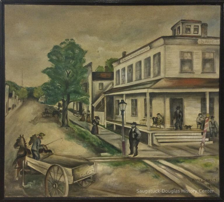          Painting of a hotel in Saugatuck
   