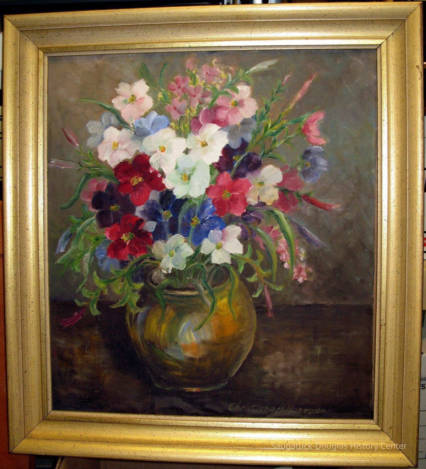          Flowers in copper vase
   
