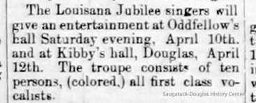          cr1880040901LouisianaJubileeSingers.jpg; Louisiana Jubilee singers at Oddfellow's Hall. Ad notes that the singers are 