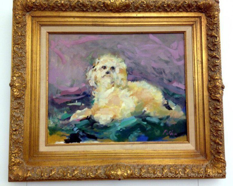          Polka oil painting of Coco the dog; Origsize: 5.75