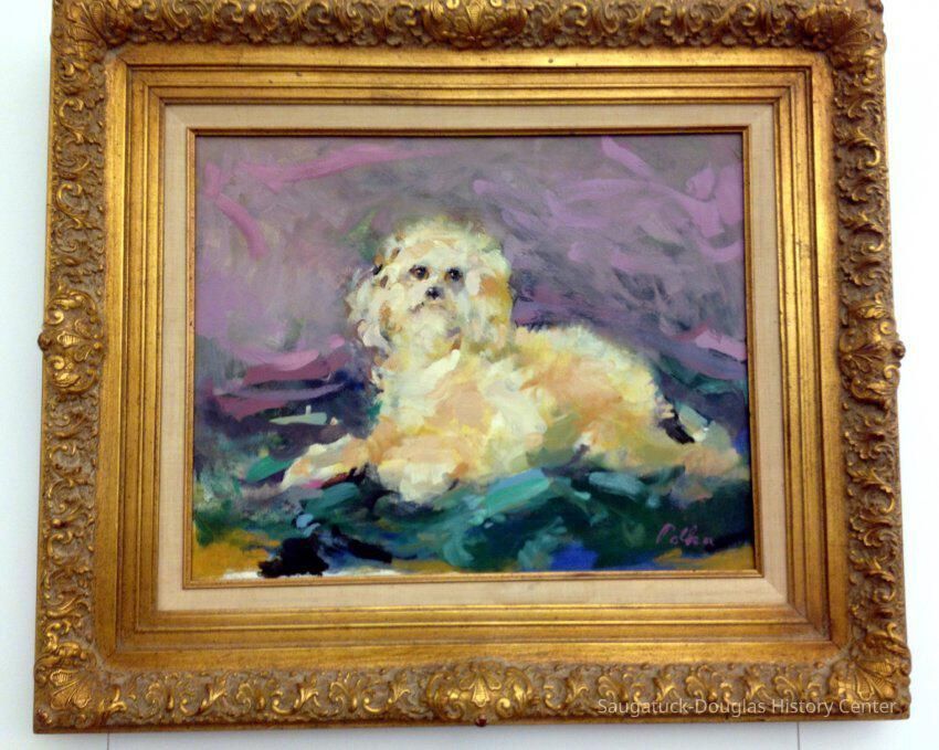 Polka oil painting of Coco the dog; Origsize: 5.75