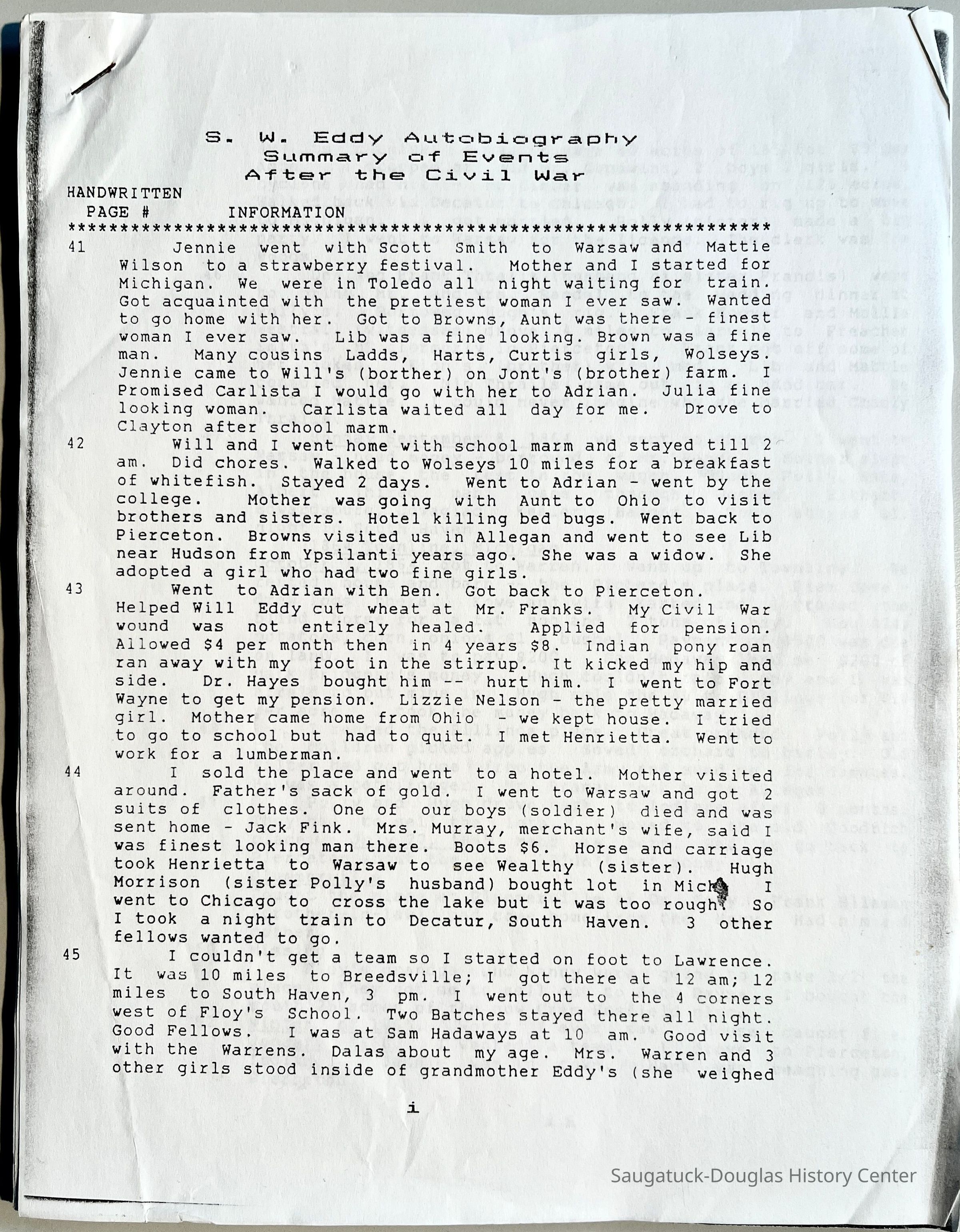          S.W. Eddy Autobiography Summary of Events After the Civil War picture number 1
   