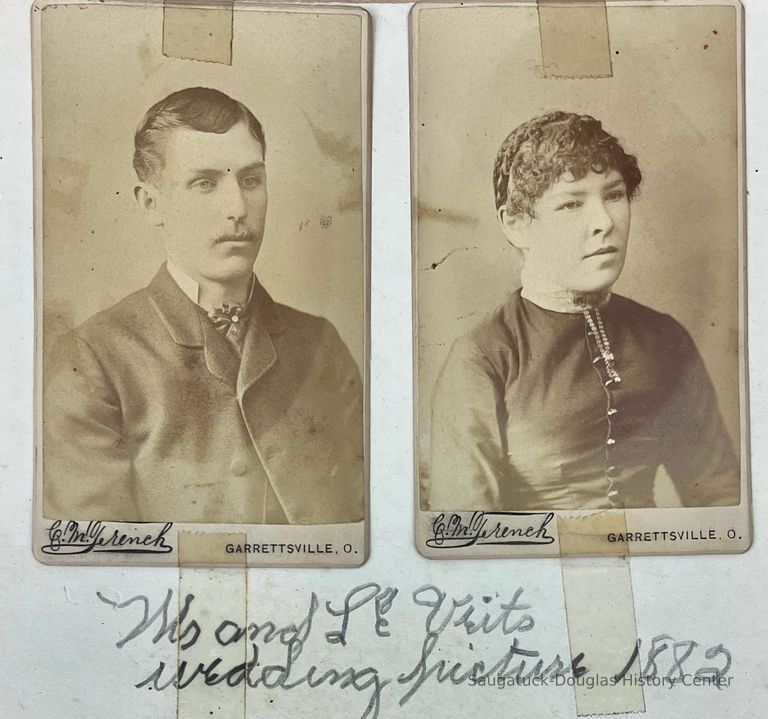          Wedding photos of Loren and Harriet Smalley, 1882 front; Located in box 145
   