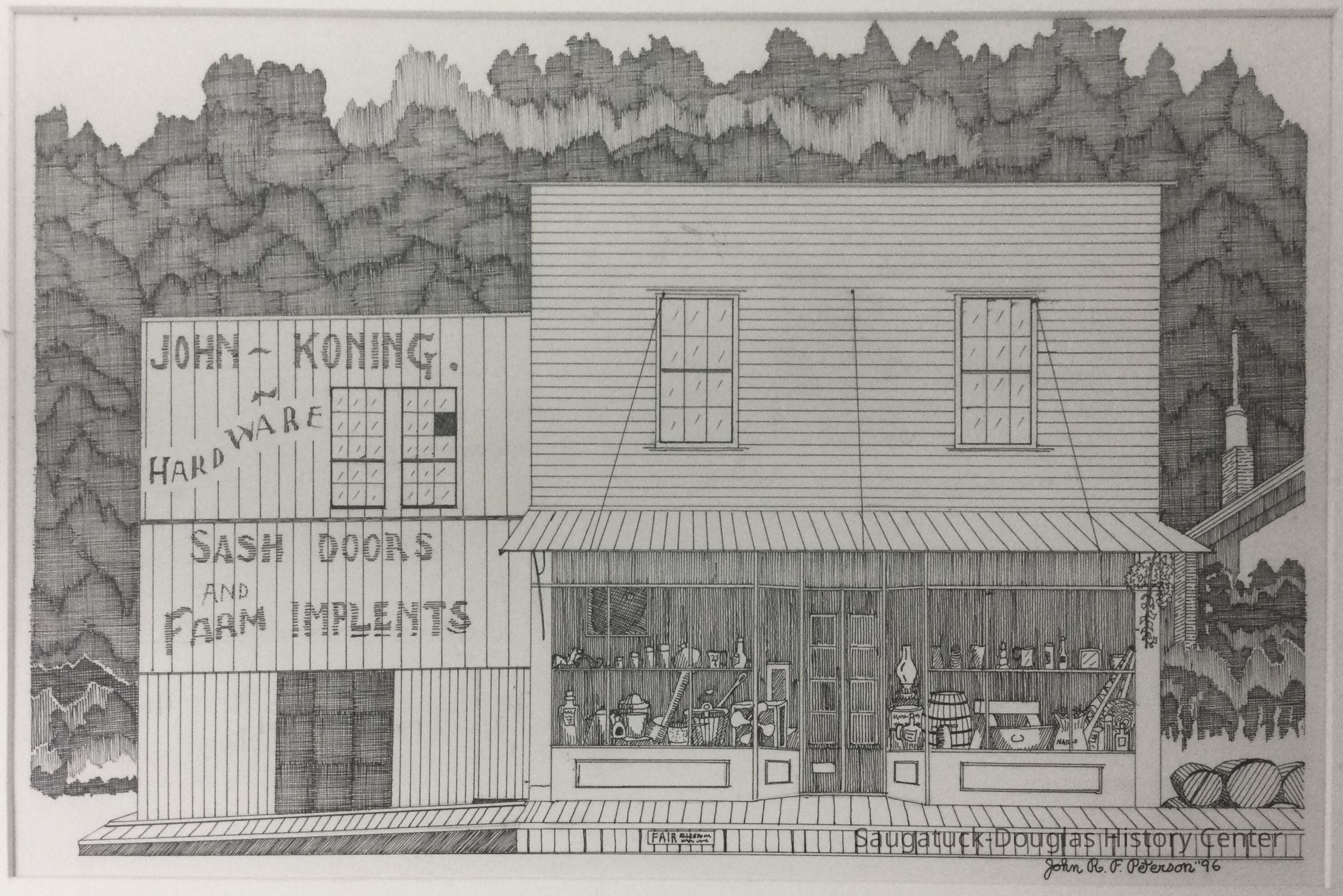          Drawing of the Koning hardware store
   