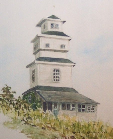          thyc_tower.jpg 45KB; Painting of the tower, as in Tower Harbour Yacht Club, which was located on the bluff overlooking the Marina.
   