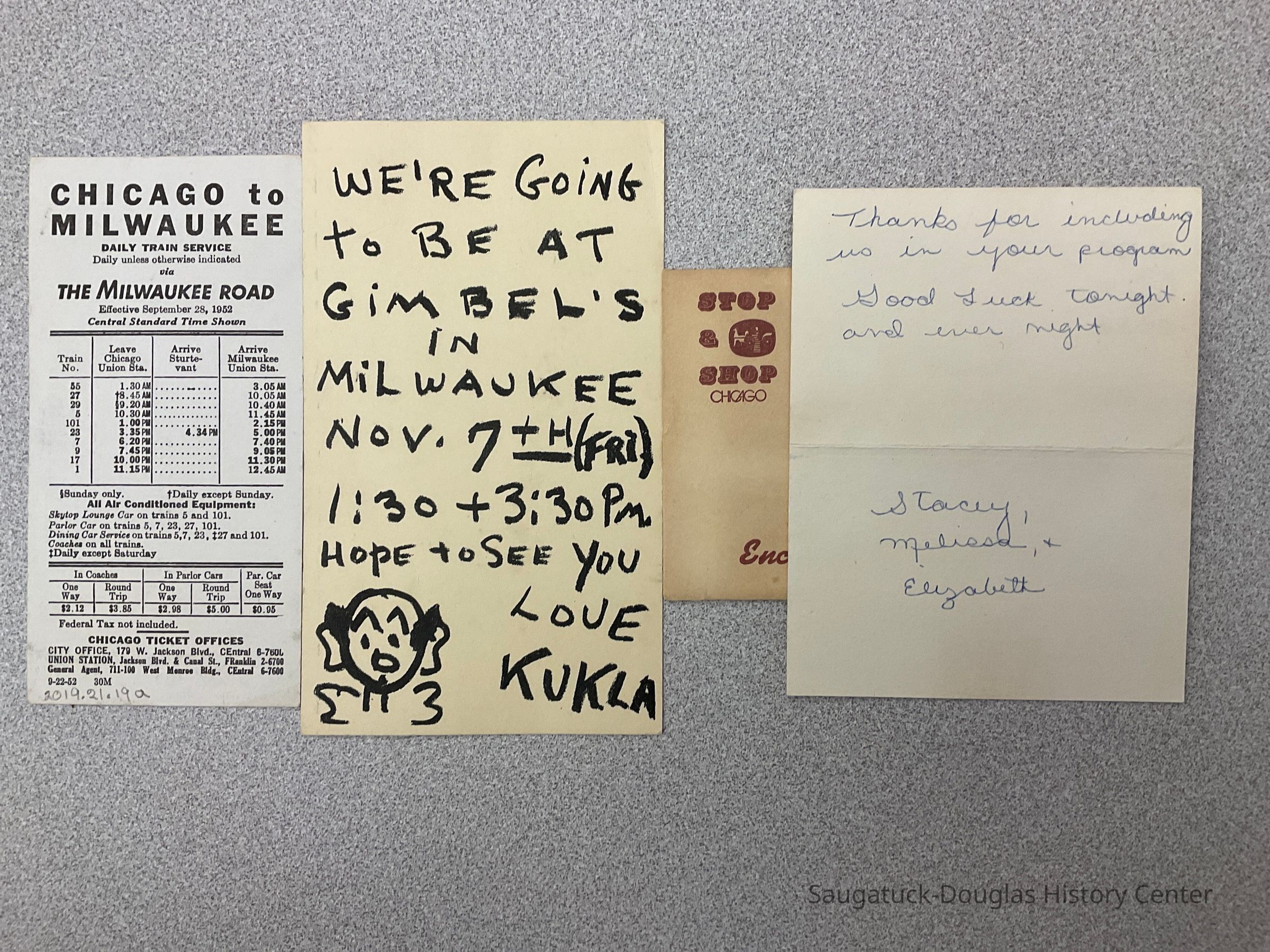          Burr Tillstrom train schedule, card, invitation picture number 1
   