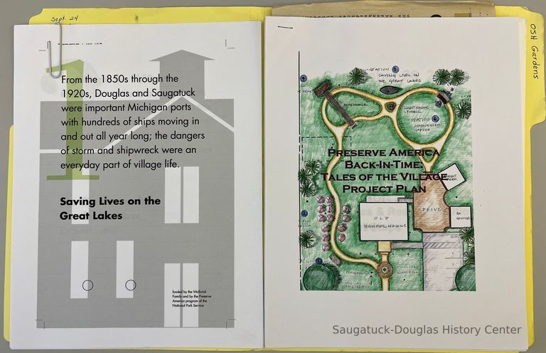          Proofs of the glass signs that once studded the harden and an early plan for the walkways.
   