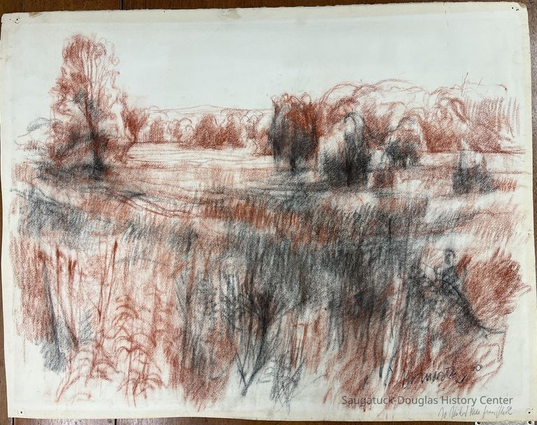          Abstract trees and dune by Phillip Bonard
   