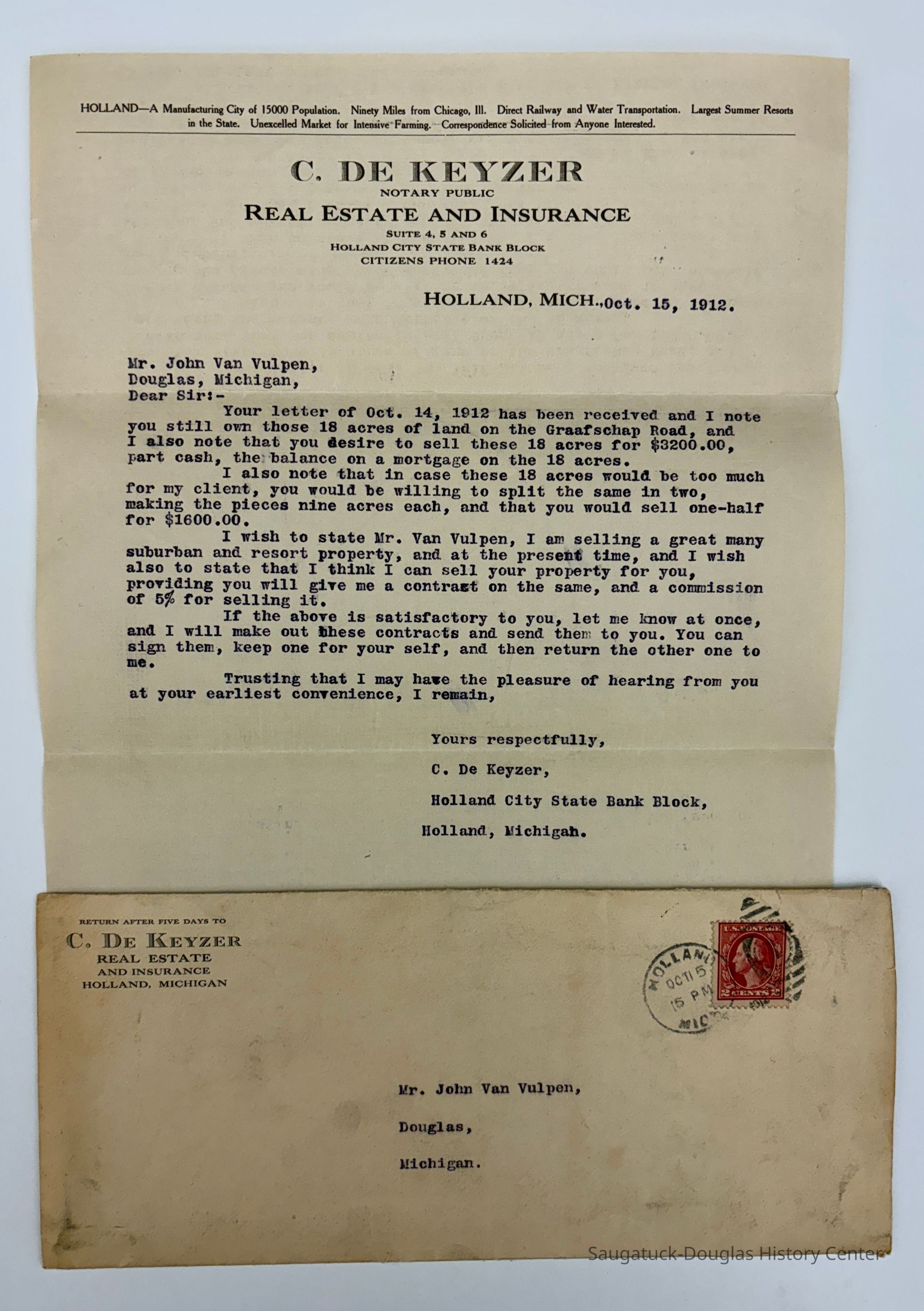          John Van Vulpen property letters, 1912 picture number 1
   