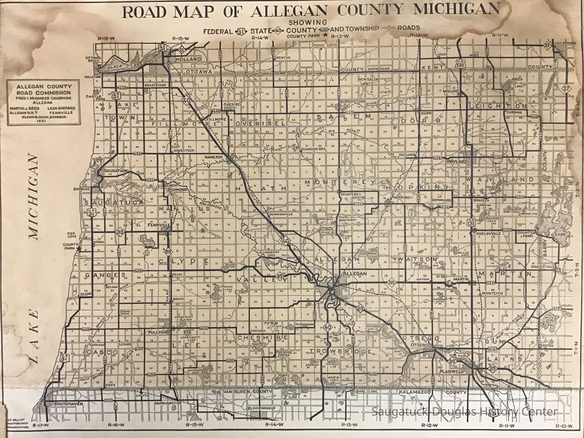 Road Map of Allegan County Michigan picture number 1