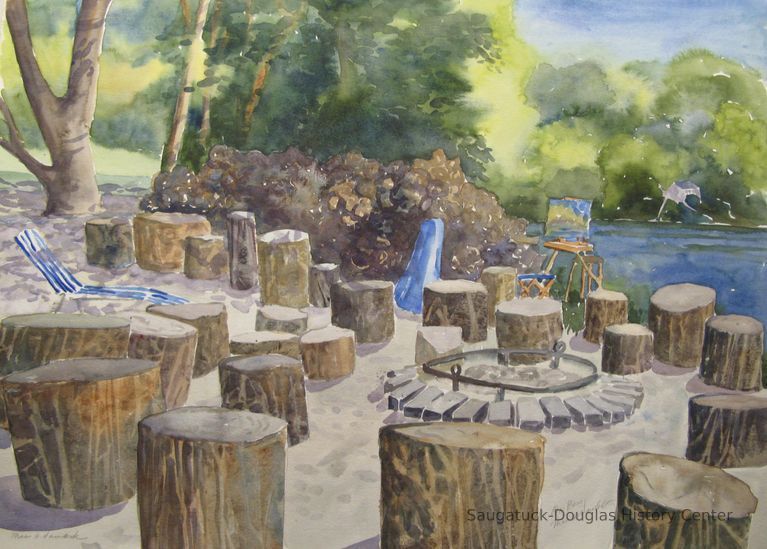          Fire pit circle at Ox-Bow painting
   