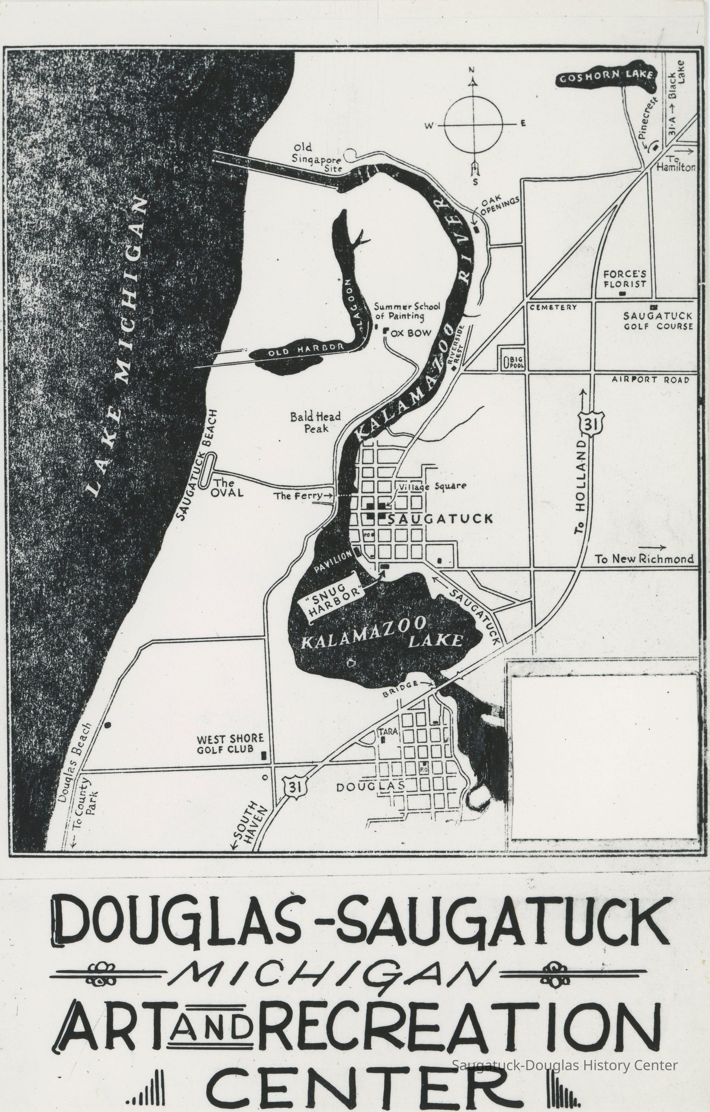 Douglas-Saugatuck Michigan Art and Recreation Center Map Postcard