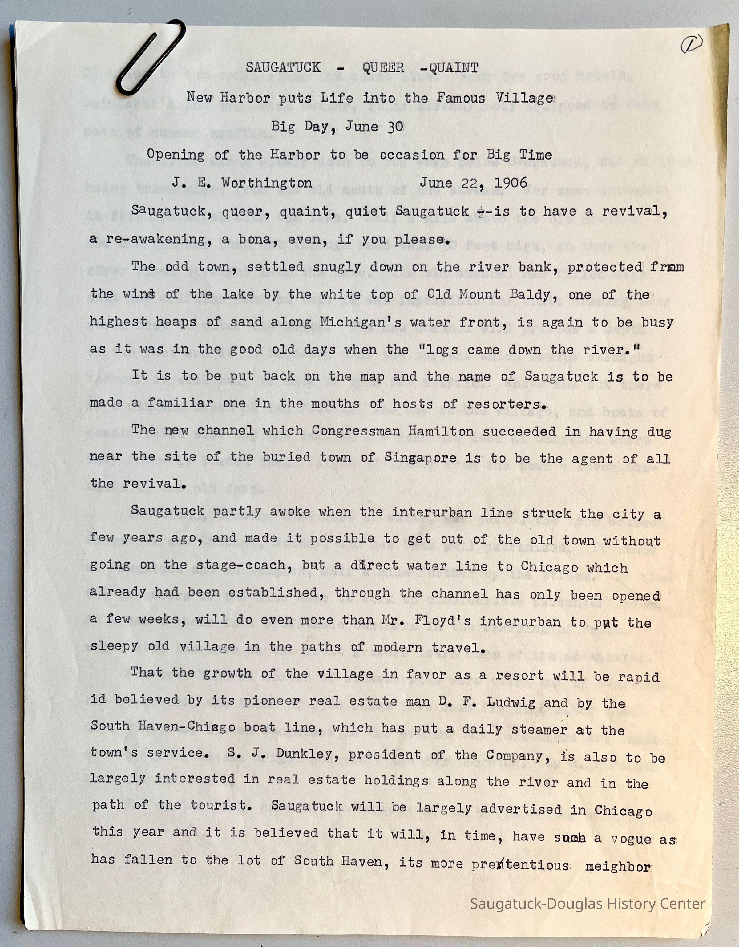          Saugatuck - Queer - Quaint - New harbor puts Life into the Famous Village picture number 1
   