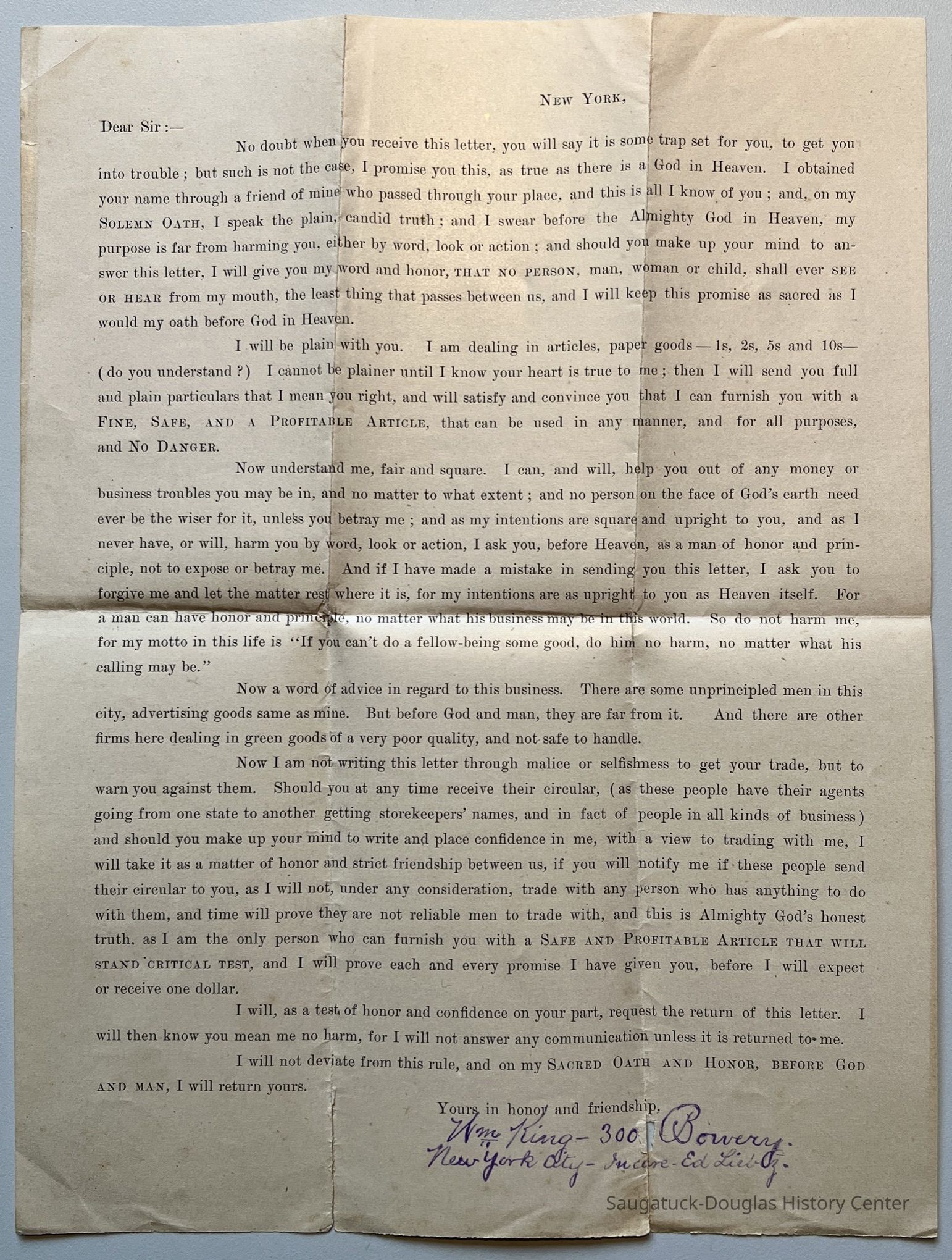          Printed letter
   