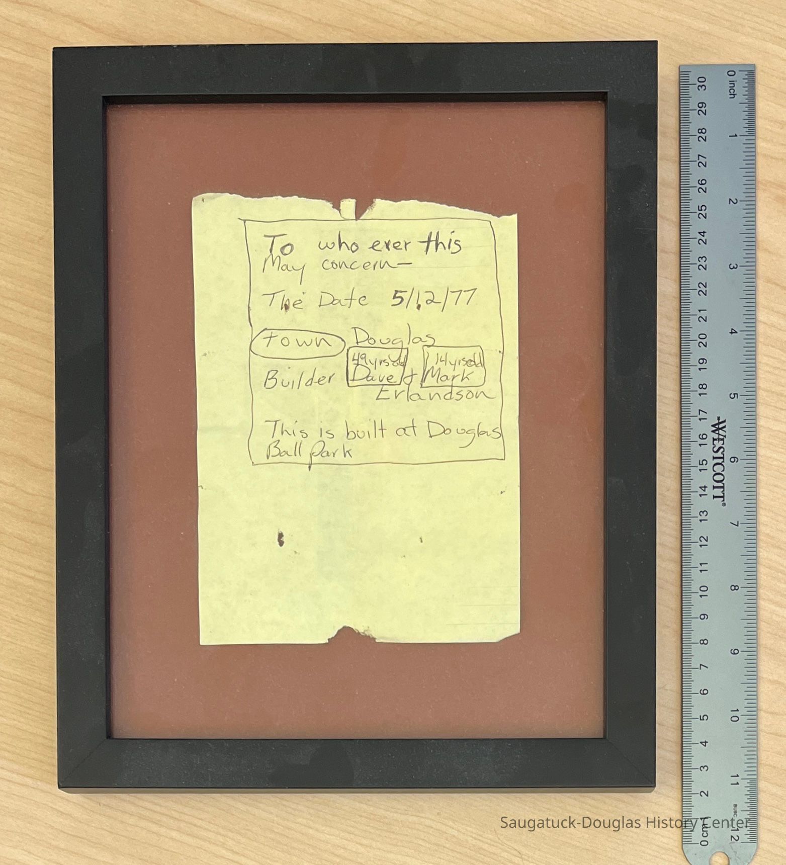 Erlandson time-capsule note picture number 1